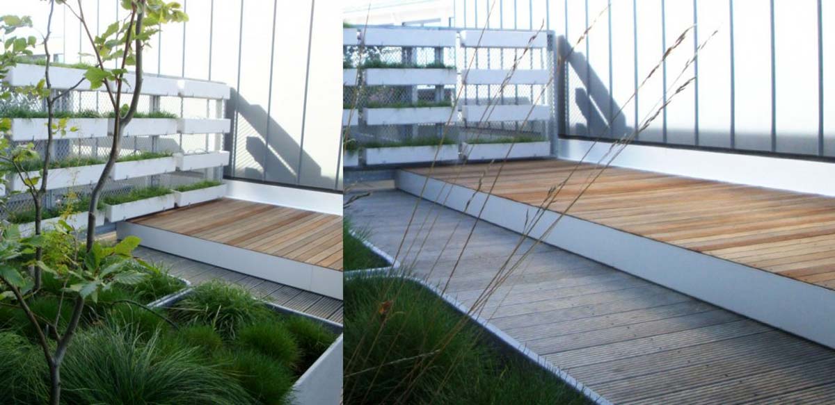 Dakterras met vlonder en balustrade