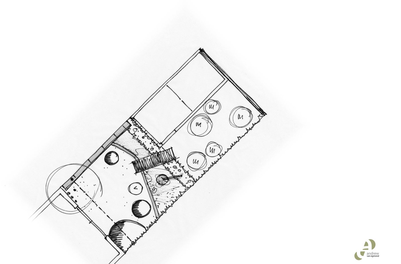 Schetsontwerp: plattegrond van de tuin